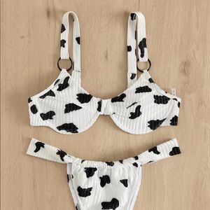 Velvet cow print swimsuit